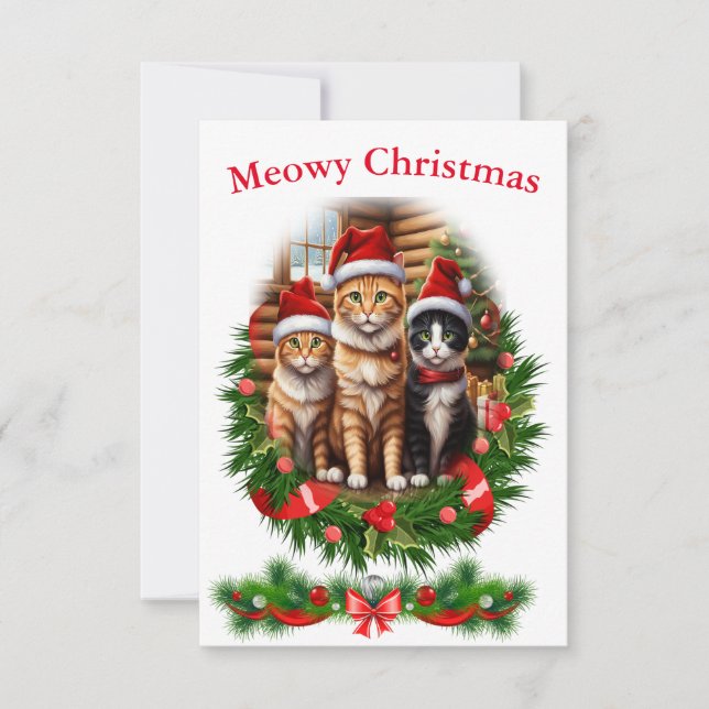 Invitation Chats Joyeux Noël vacances Animaux (Devant)