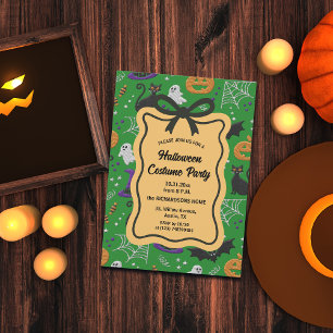 Invitation Chats noirs et fantômes Fête Costume d'Halloween