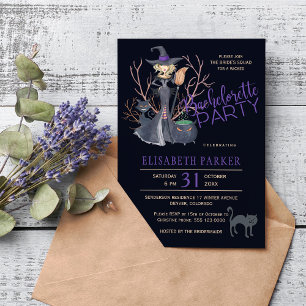 Invitation Chats noirs sorcière fête de la douche nuptiale Ha