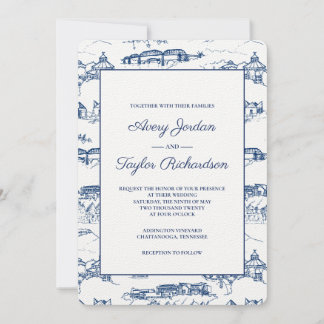 Invitation Chattanooga Toile Marine et Blanc