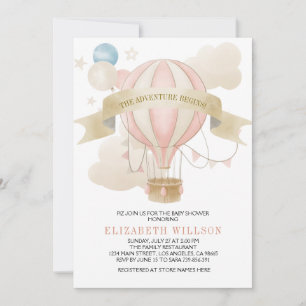 Invitation Chaud Air Balloon Aquarelle Babyshower