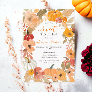 Invitation Chaud Chaud Boho citrouille floral Sweet 16 annive