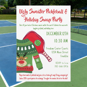 Invitation Chaud doux Noël Pickleball échange cadeau