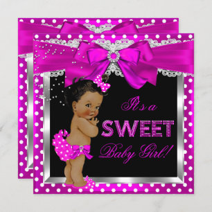 Invitation Chaud rose douce Baby shower fille Africaine Améri