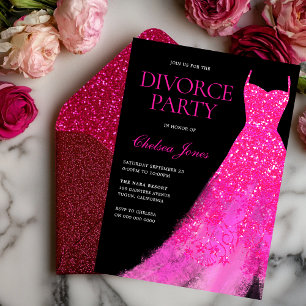 Invitation Chaud rose étincelle soirée Divorce
