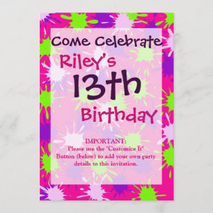 Invitation Chaud rose pourpre citron vert Paint Splaych
