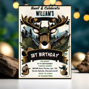 Invitation chaud Wild Camo Oh Deer Chasse de canard 1er anniv