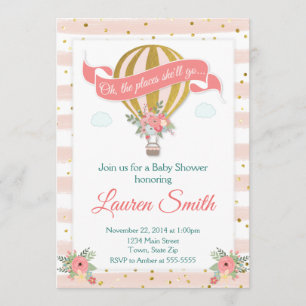 Invitation chaude de baby shower de ballon à air