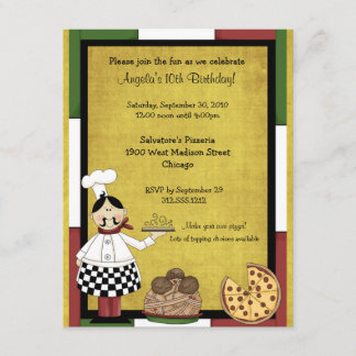 Invitation chaude de partie de chef de pizza