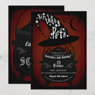 Invitation Chaudière de sorcière vintage Fête d'anniversaire 