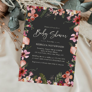 Invitation Chauffage au charbon Floral Baby Girl Douche