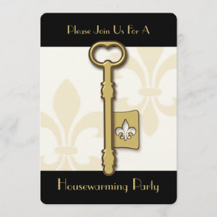 Invitation Chauffage de Chambre de Gold Fleur de Lis Key