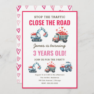 Invitation Chauffage de construction Camion Coeur Anniversair
