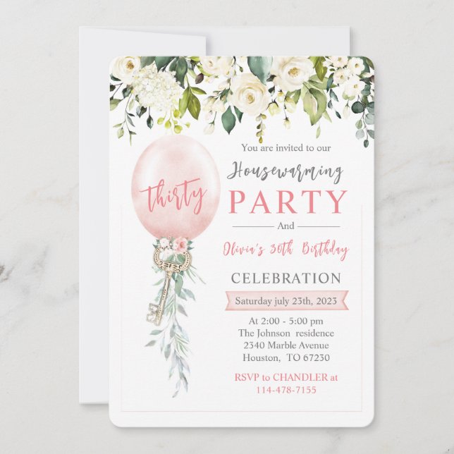 Invitation Chauffage et anniversaire personnalisés (Devant)