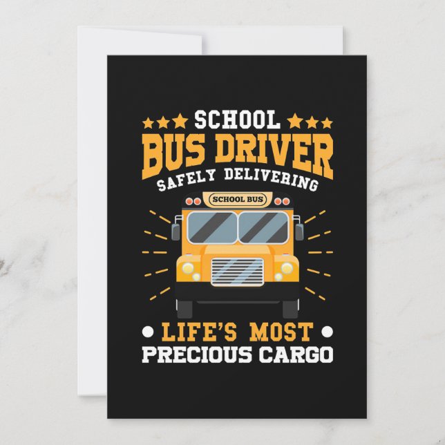 Invitation Chauffeur d'autobus scolaire livrant en toute sécu (Devant)