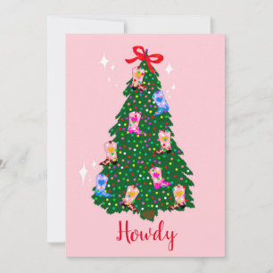 Invitation Chauffeuse Howdy moderne Bottes Occidentales Noël