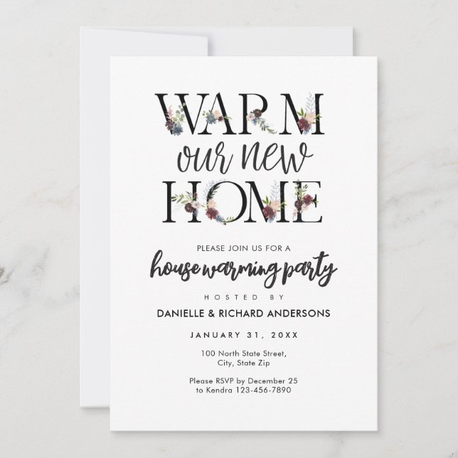 Invitation CHAUFFONS NOTRE MAISON BLANCHE ET NOIRE Fête de cr (Devant)