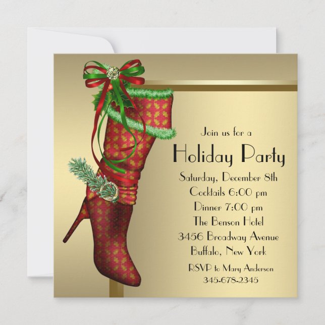 Invitation Chaussette de Noël rouge Fête de Noël d'entreprise (Devant)
