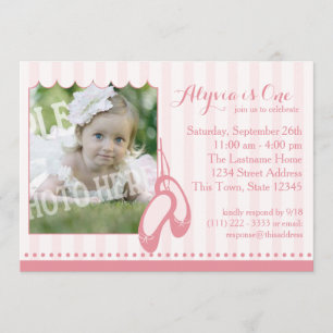 Invitation Chaussons Ballerina Premier anniversaire avec phot