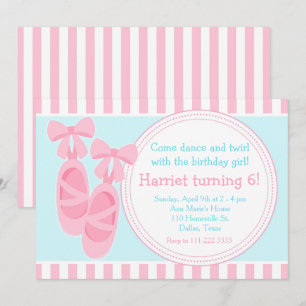 Invitation Chaussons de ballet Ballerina fête d'anniversaire