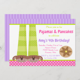 Invitation Chaussons de chien Pyjamas & Pancakes Fête d'anniv