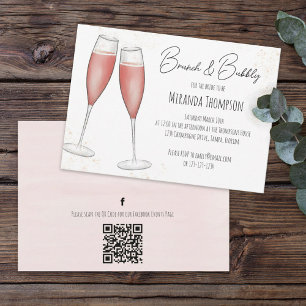 Invitation Chaussure à brunch rose QR Code Médias sociaux