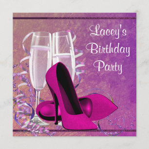 Invitation Chaussure à talon haut Champagne Fête d'anniversai