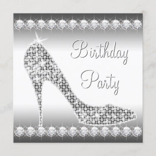 Invitation Chaussure à talon haut diamant noir et blanc Fête 