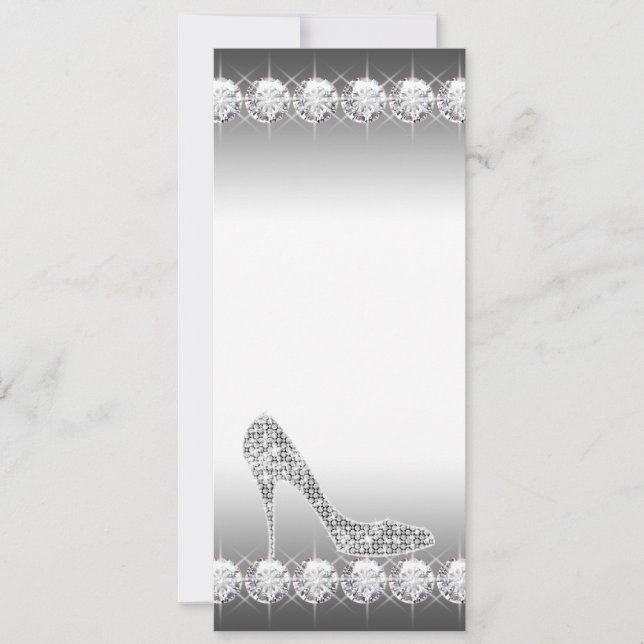 Invitation Chaussure à talon haut diamant noir et blanc pour  (Devant)