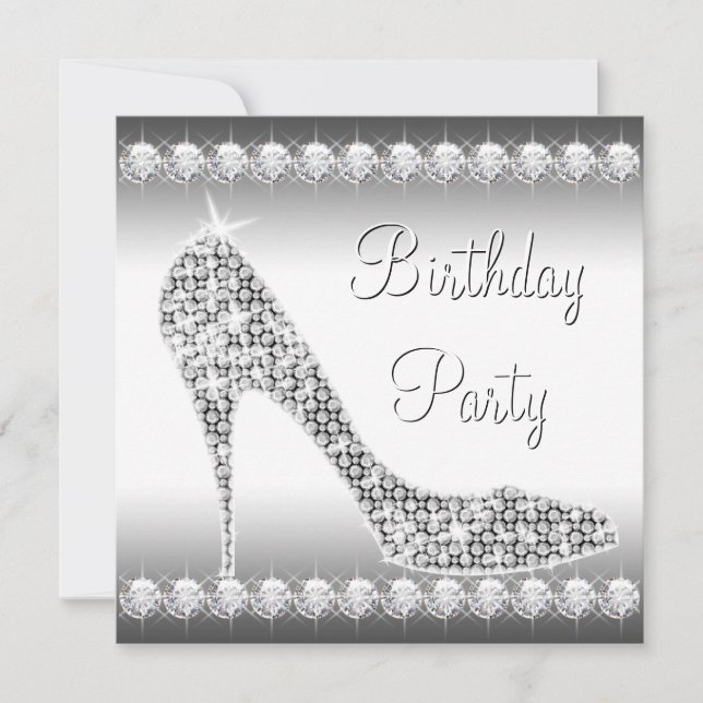 Invitation Chaussure à talon haut diamant noir et blanc pour  (Devant)