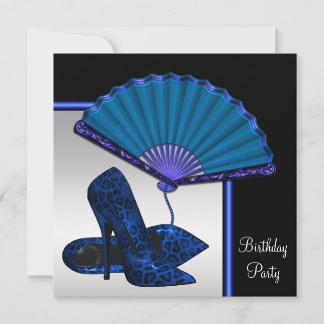 Invitation Chaussure à talon haut élégant Royal Blue Argent F (Devant)