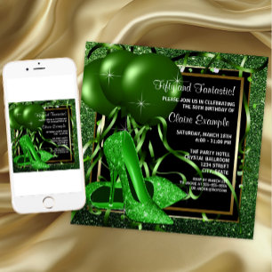 Invitation Chaussure à talon haut émeraude vert de femme Fête