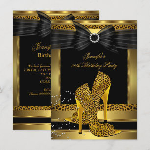 Invitation Chaussure à talon haut Léopard doré Soirée d'anniv