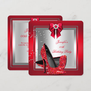 Invitation Chaussure à talon haut rouge pailletée Fête d'anni