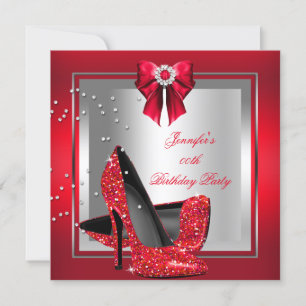 Invitation Chaussure à talon haut rouge pailletée Fête d'anni