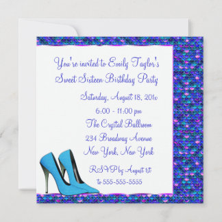 Invitation Chaussure à talon haut sarcelle Séquin violet Fête