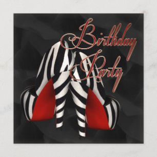 Invitation Chaussure à talon haut zèbre rouge noir pour fête