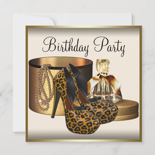 Invitation Chaussure à talons hauts Femme Crème Or Anniversai (Devant)