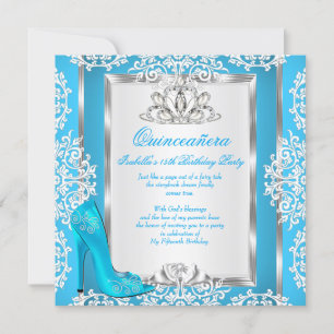 Invitation Chaussure Bleue de Cendrillon pour les 15 ans de Q