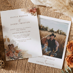 Invitation Chaussure de cowboy western rustique Pampas Photo
