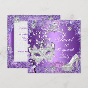 Invitation Chaussure Diadème Mascarade Seize 16 Douce Pourpre