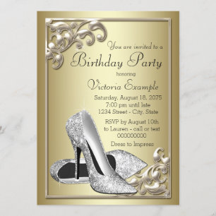 Invitation Chaussure élégante ivoire dorée pour femme, fête d