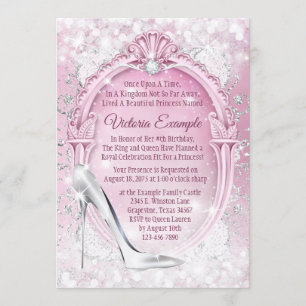 Invitation Chaussure en verre Cendrillon Quinceanera