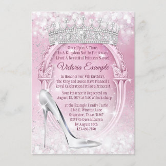 Invitation Chaussure en verre Princesse Tiara Cendrillon Quin