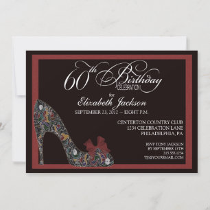 Invitation Chaussure florale sophistiquée 60e anniversaire In