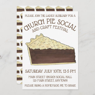Invitation Chaussure Fly Pie Social Parti Dessert Bake Sale S