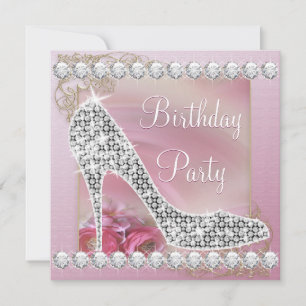 Invitation Chaussure haute talon Dusty rose fête d'anniversai