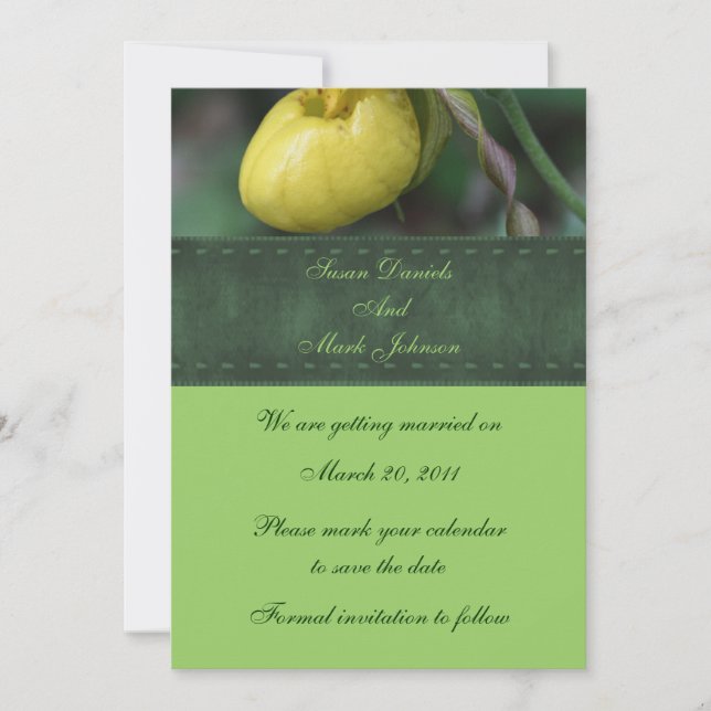 Invitation Chaussure Jaune Mariage Floral Enregistrer La Date (Devant)