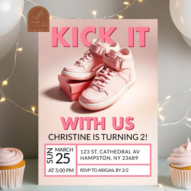 Invitation Chaussure Rose Pâle pour Fille de 2 ans (Créateur téléchargé)
