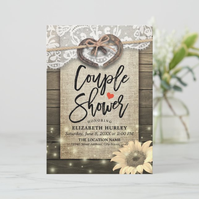 Invitation Chaussures à cheval Sunflower Couple Wedding showe (Debout devant)